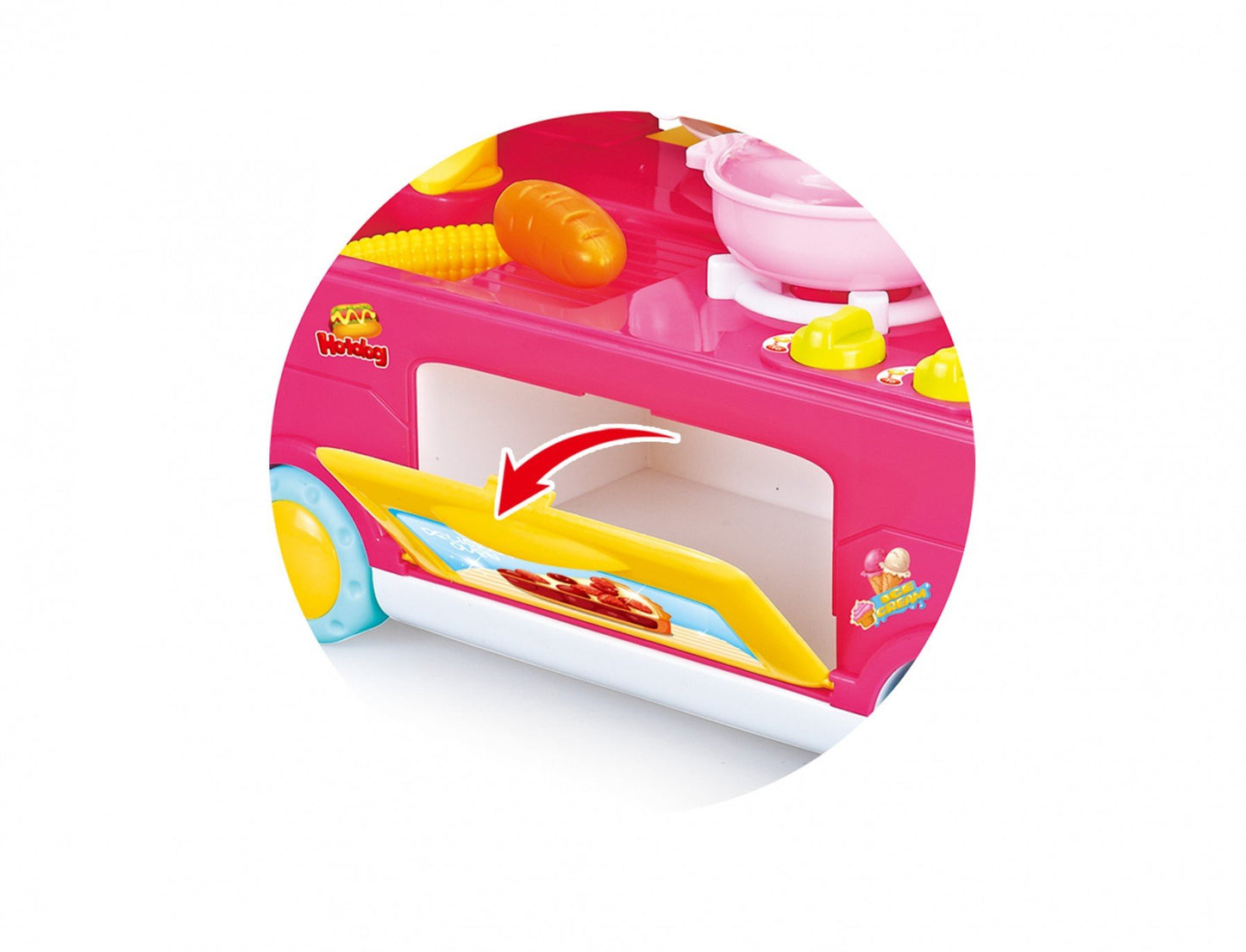 29-Piece Pink Fast Food Bus Kitchen Play Set Toy for Kids