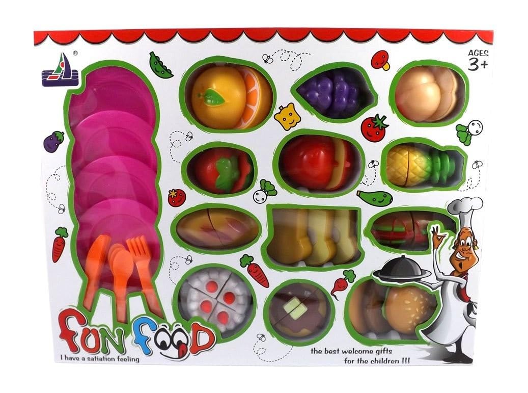 Kitchen Fun Cutting Fruits & Fast Food Playset for Kids - Interactive Toy