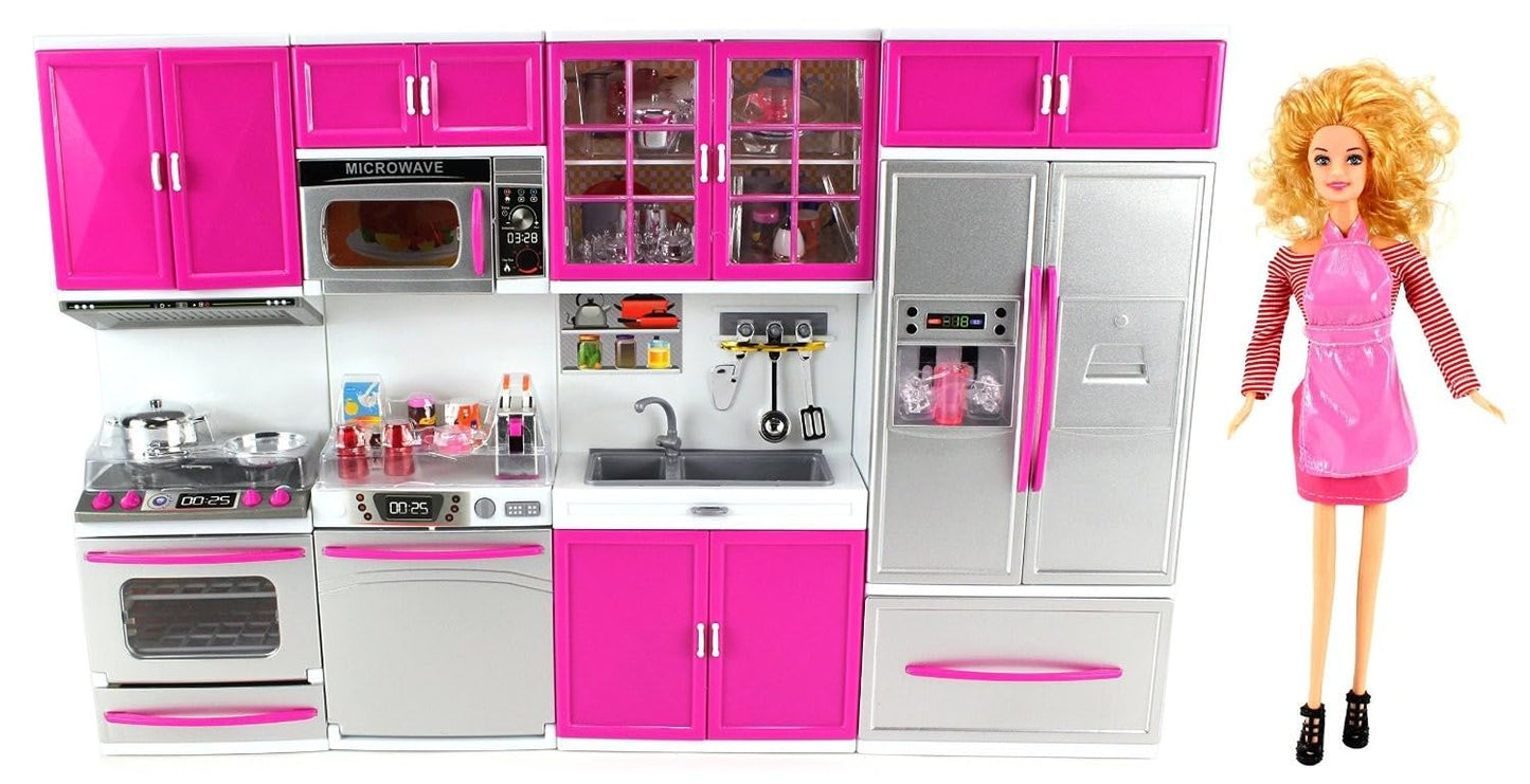 My Modern Kitchen Deluxe Battery-Operated Playset with Doll, Lights & Sounds