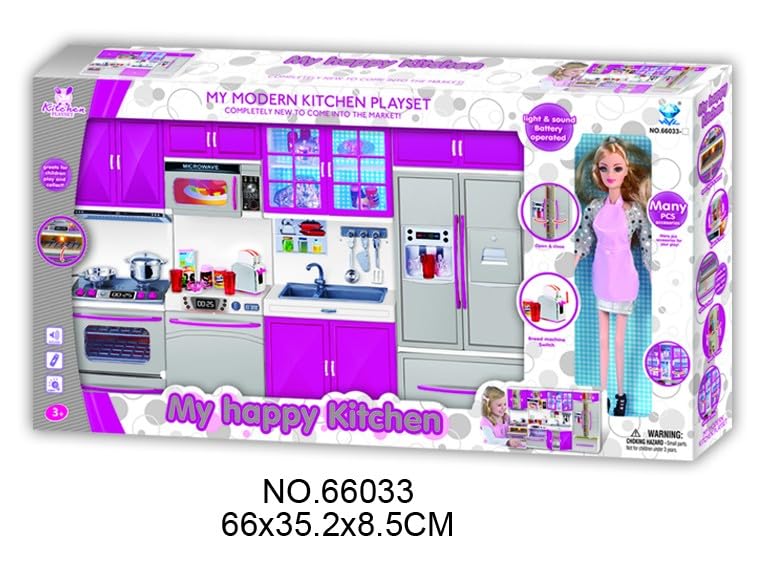 My Modern Kitchen Deluxe Battery-Operated Playset with Doll, Lights & Sounds