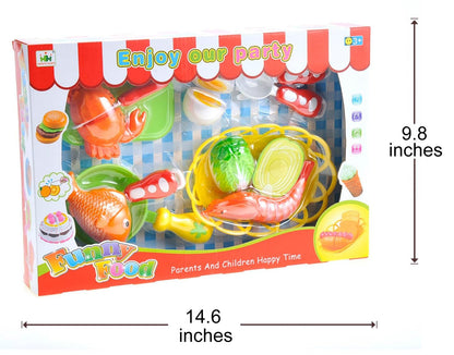 Seafood Cutting Food Playset - Pretend Cooking Toy with Utensils for Kids