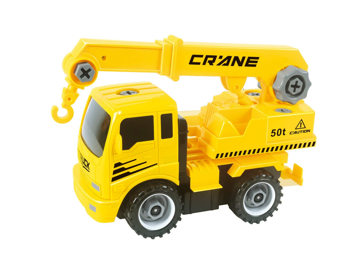 Take-A-Part Friction Powered Construction Trucks Set - Crane, Excavator, Mixer, Dump Truck