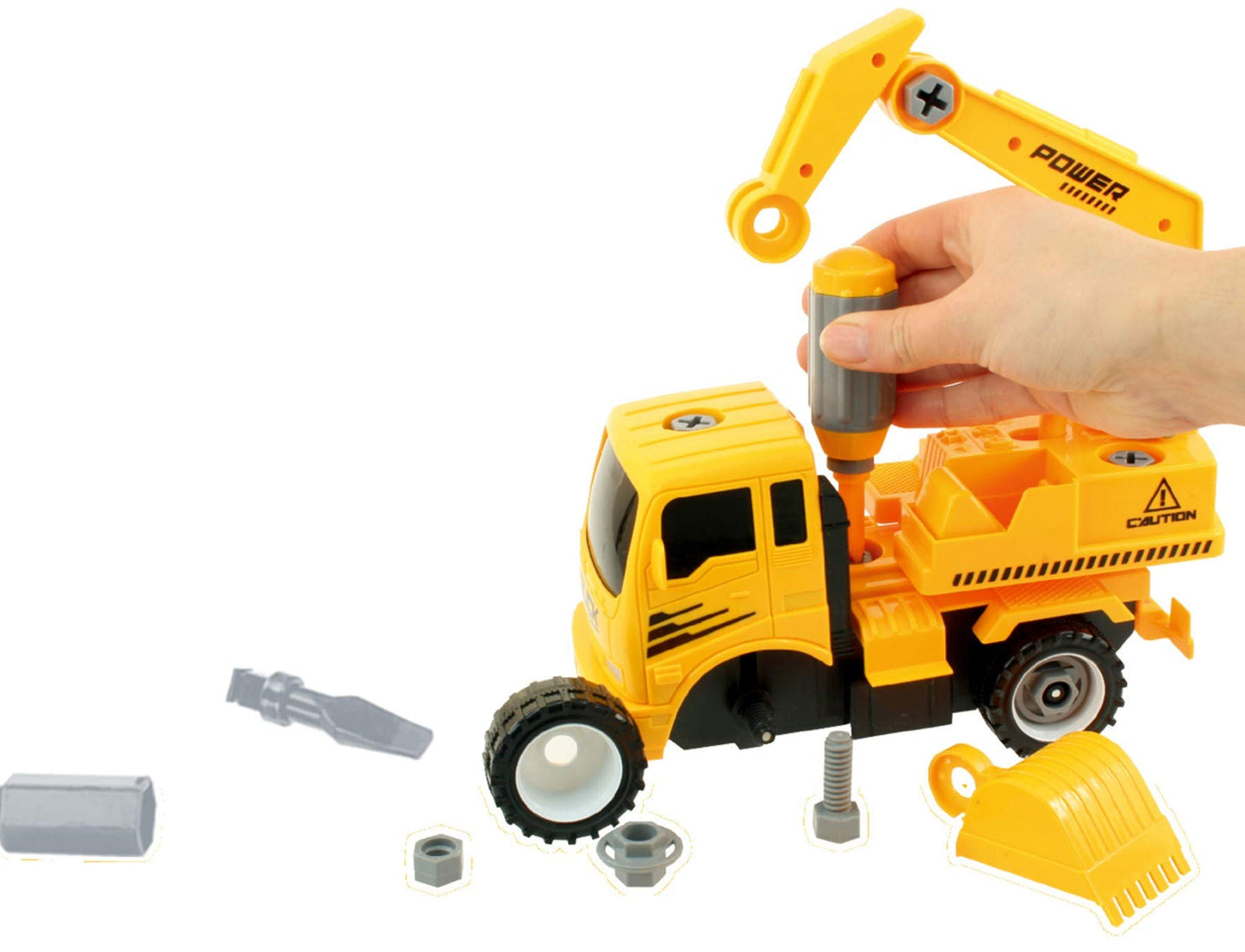 Take-A-Part Friction Powered Construction Trucks Set - Crane, Excavator, Mixer, Dump Truck