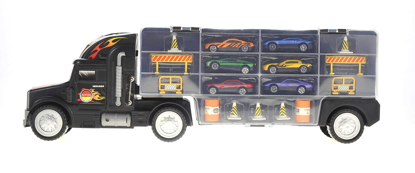 Transport Car Carrier Truck - Toy Vehicle with Removable Cars and Ramp