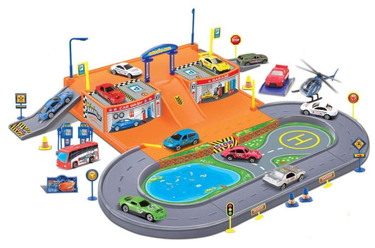 Parking Garage Diecast Racing Playset - Fun Toy Set for Kids with Cars and Ramps