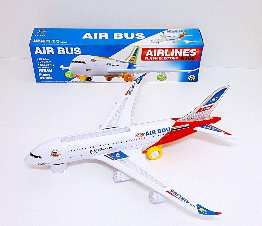 Dusky Shark Blue Airbus Plane with Flashing Lights and Sounds – Fun Toy for Kids