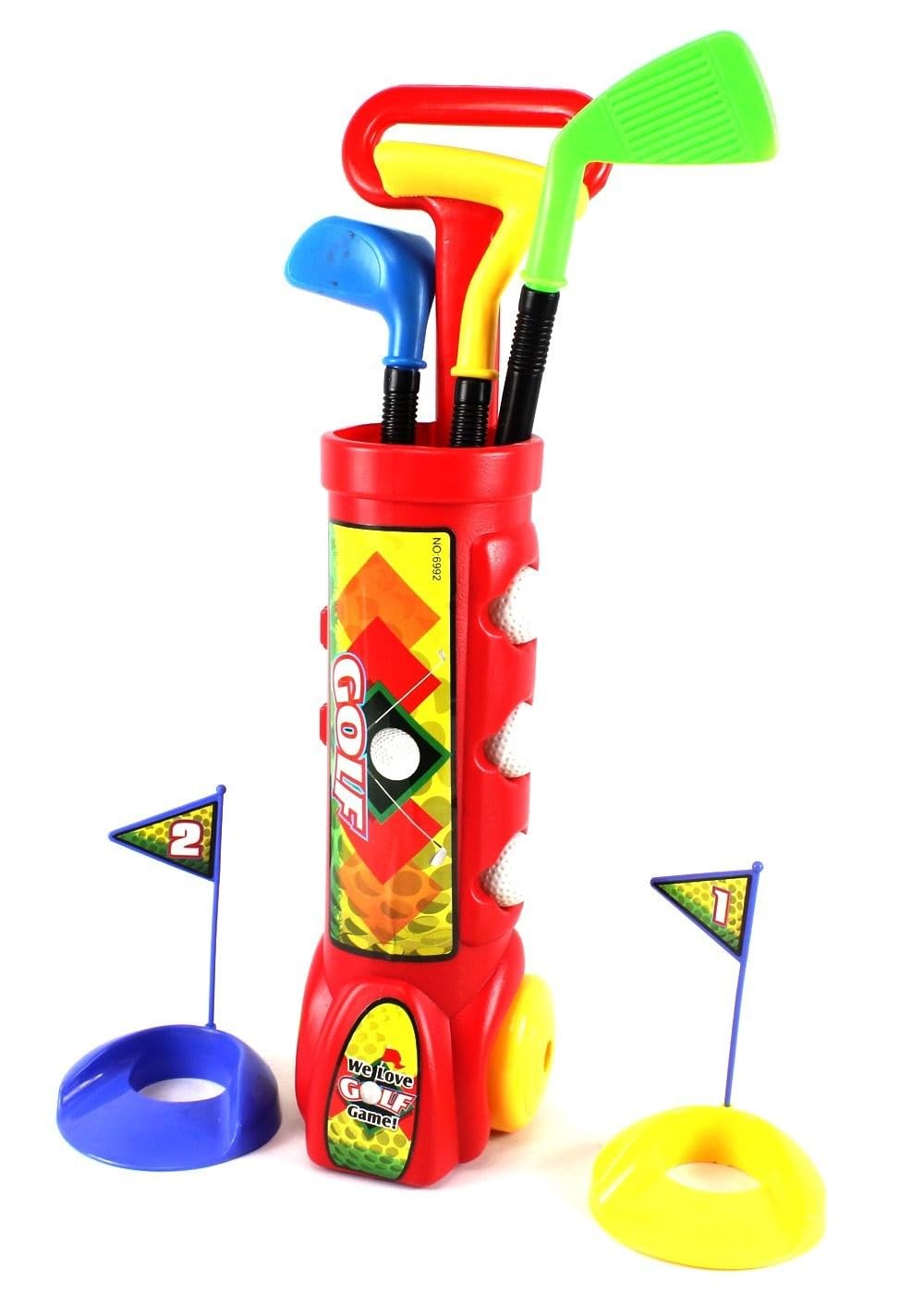 Dusky Shark Deluxe Kids Golf Set with 3 Clubs, 3 Balls & 2 Practice Holes – Fun Learning Toy