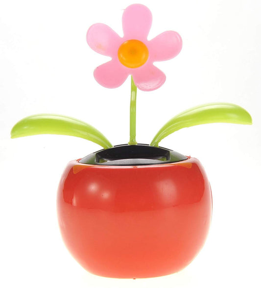 Pink Solar Flower Toy – Cute Dancing Flower Powered by Solar Energy for Home or Car Decor