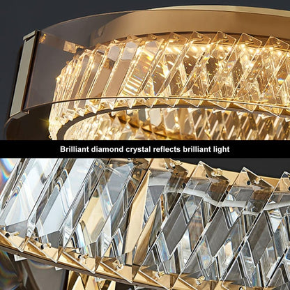 Dimmable Crystal LED Ceiling Light – Modern Flush Mount Chandelier with Remote & 3-Color Ambience