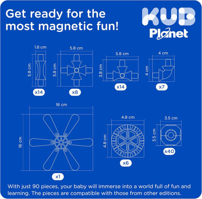 Magnetic Building Set for Kids, STEM Educational Toys for 3+ Year Old Boys and Girls, Space Planet Blocks - Interstellar Navy