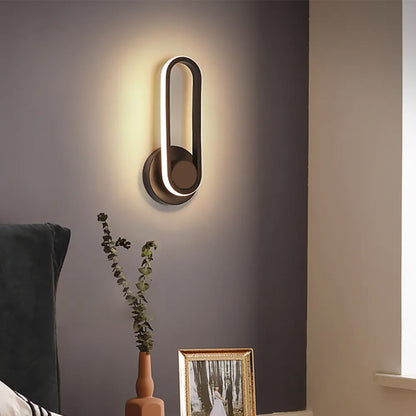 Modern Black LED Oval Wall Sconce – Adjustable Indoor Light Fixture