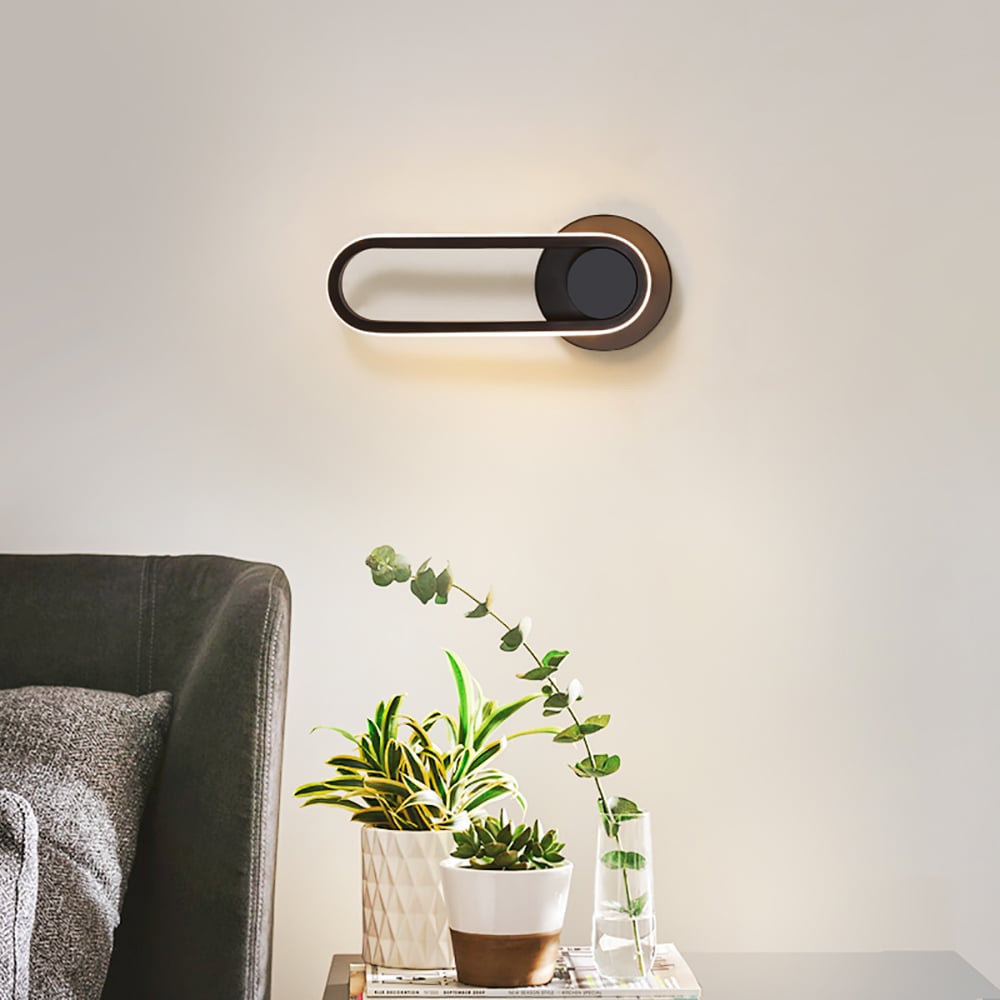 Modern Black LED Oval Wall Sconce – Adjustable Indoor Light Fixture