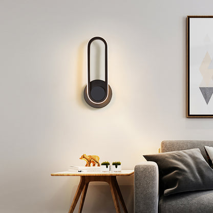 Modern Black LED Oval Wall Sconce – Adjustable Indoor Light Fixture