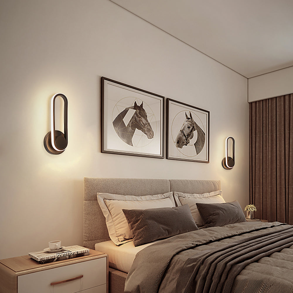 Modern Black LED Oval Wall Sconce – Adjustable Indoor Light Fixture