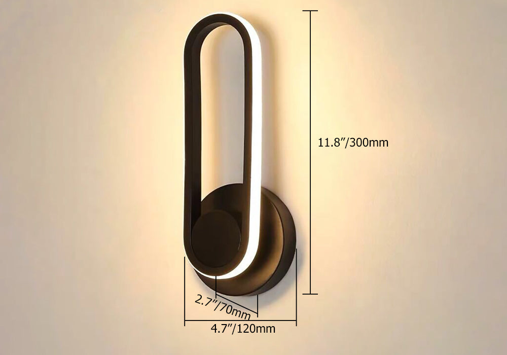 Modern Black LED Oval Wall Sconce – Adjustable Indoor Light Fixture