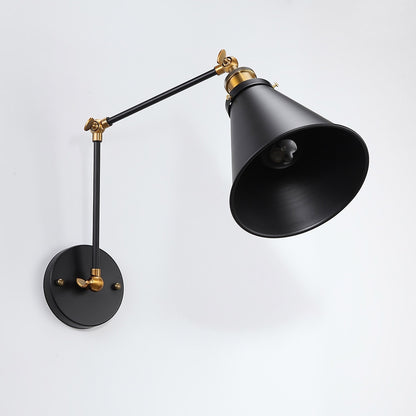 Industrial Black & Brass Double Swing Arm Wall Sconce – 1-Light Fixture