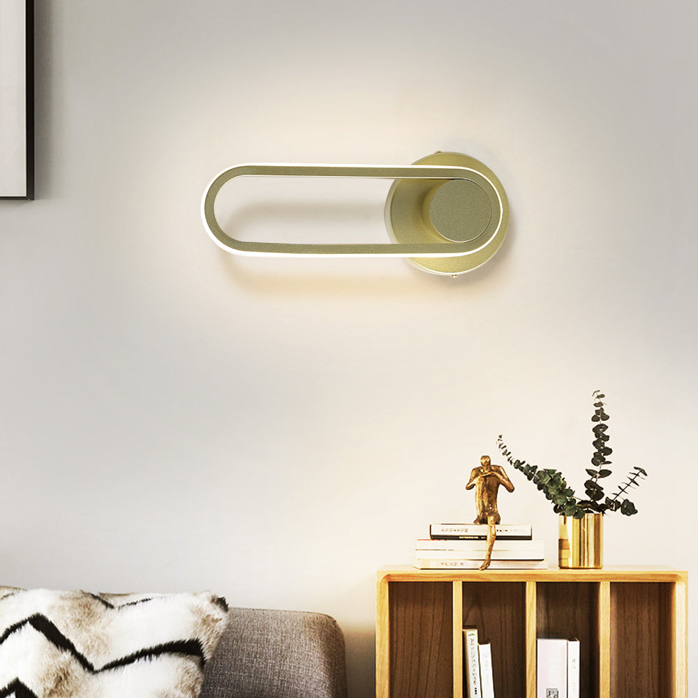 Modern Black LED Oval Wall Sconce – Adjustable Indoor Light Fixture