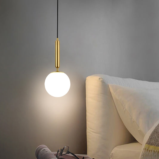 Modern White & Gold LED Globe Pendant Light – Single Hanging Fixture