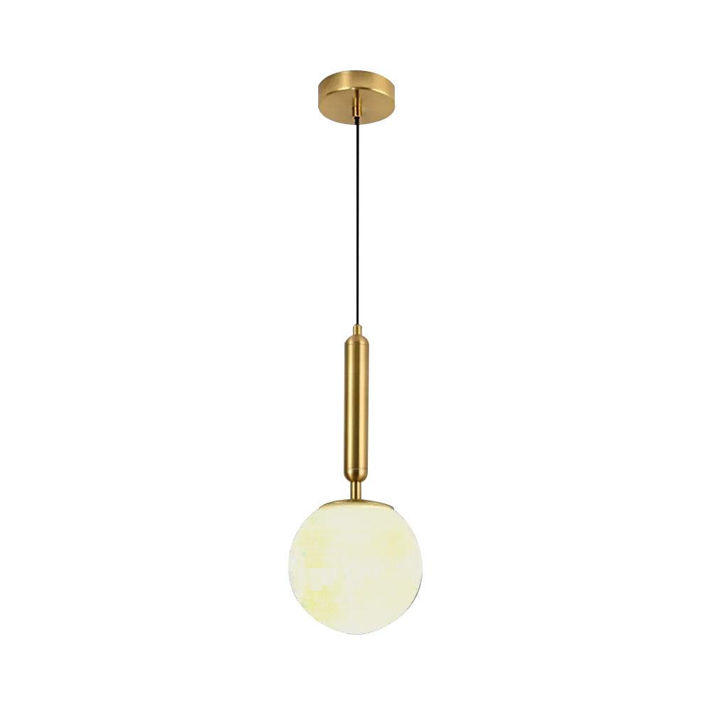 Modern White & Gold LED Globe Pendant Light – Single Hanging Fixture