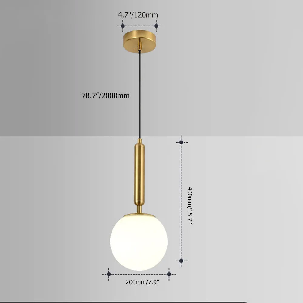 Modern White & Gold LED Globe Pendant Light – Single Hanging Fixture