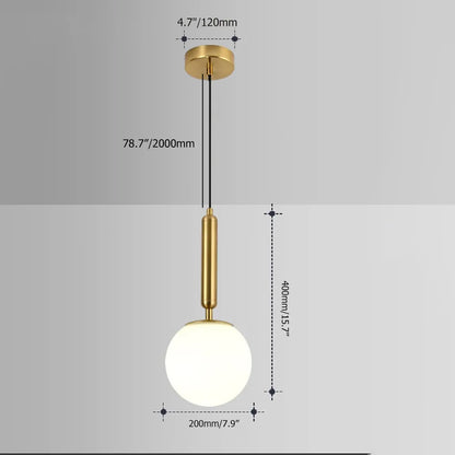 Modern White & Gold LED Globe Pendant Light – Single Hanging Fixture