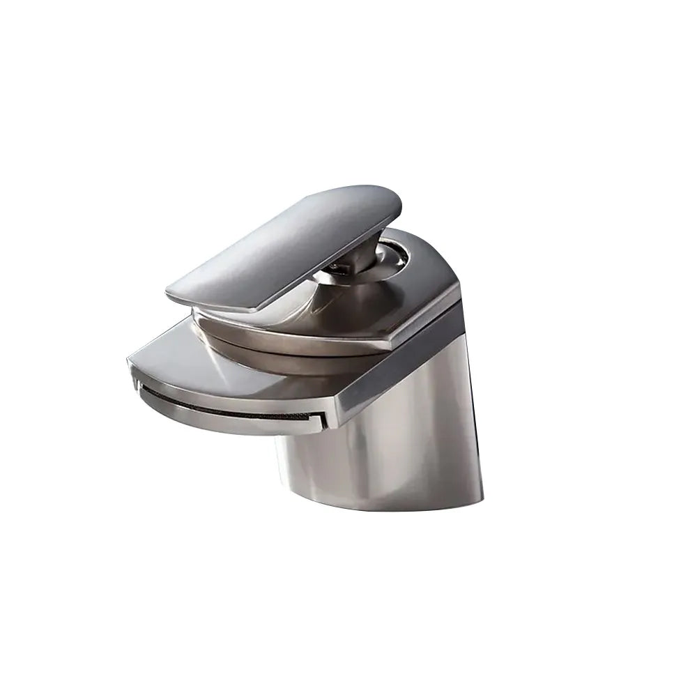 Modern Brushed Nickel Waterfall Sink Faucet – Single Handle, 1-Hole