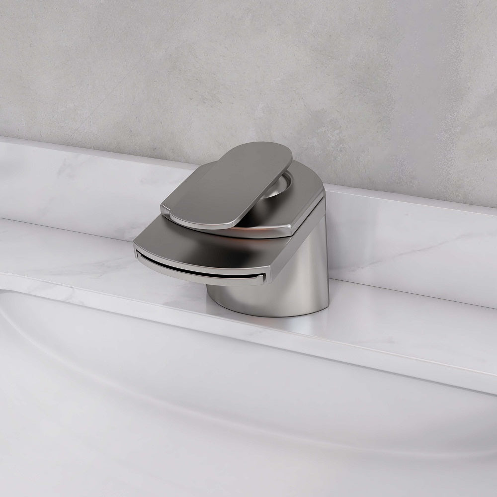 Modern Brushed Nickel Waterfall Sink Faucet – Single Handle, 1-Hole