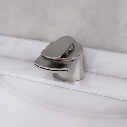 Modern Brushed Nickel Waterfall Sink Faucet – Single Handle, 1-Hole