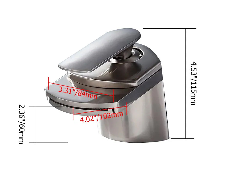 Modern Brushed Nickel Waterfall Sink Faucet – Single Handle, 1-Hole