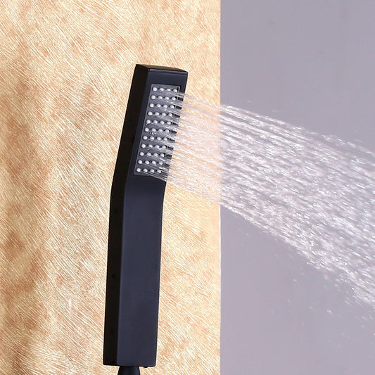 Modern Matte Black Square Handheld Shower Head – Solid Brass Build