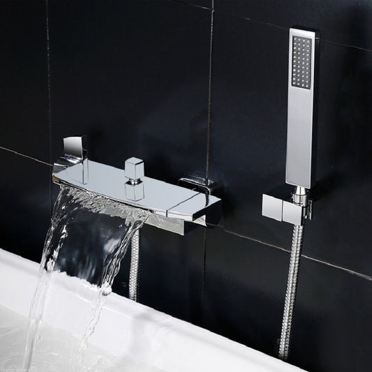 Chrome Wall Mount Waterfall Tub Filler Faucet with Hand Shower – 2 Handle