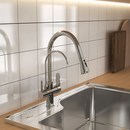 Polished Chrome Pull-Out Kitchen Faucet with Filter – Solid Brass Tap