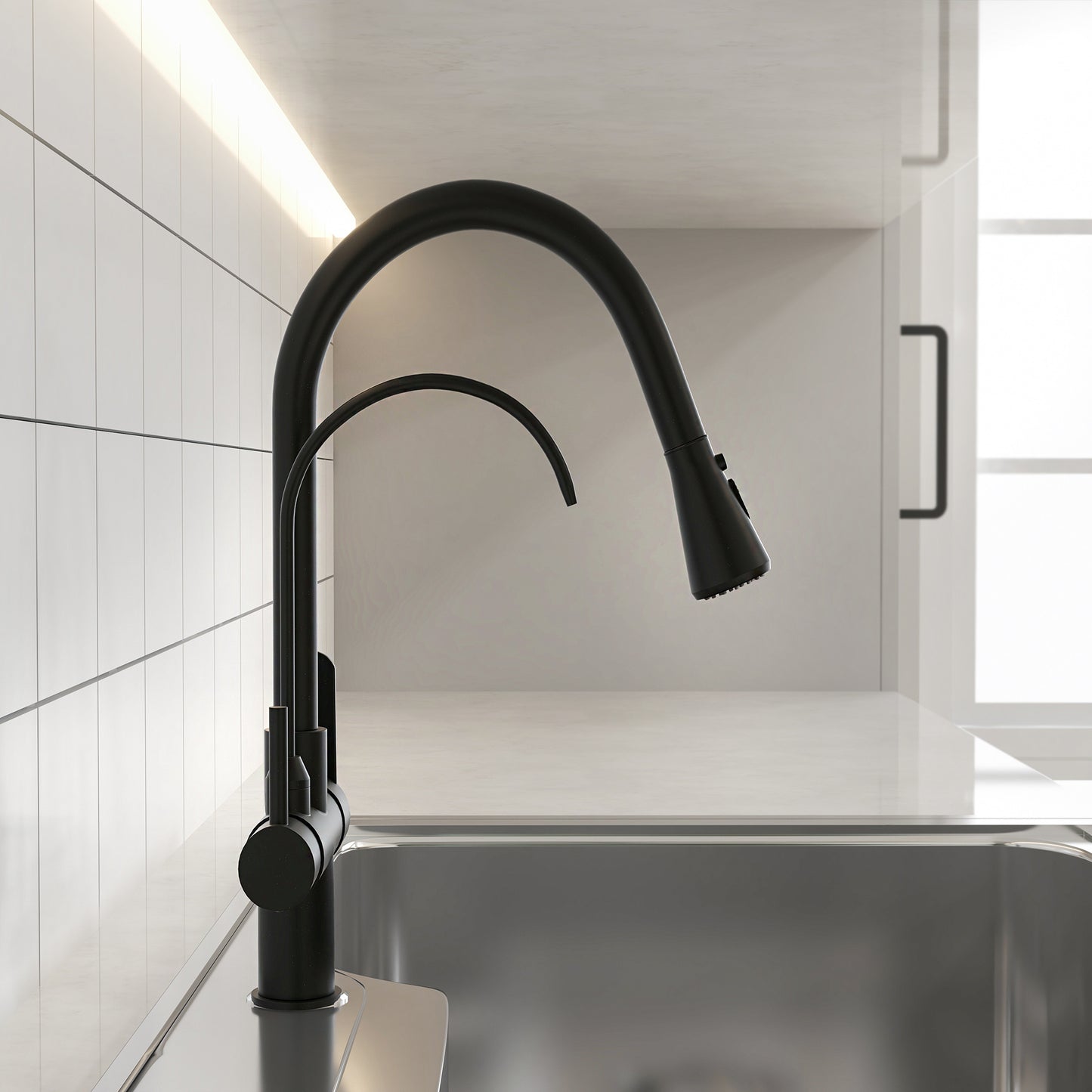 Polished Chrome Pull-Out Kitchen Faucet with Filter – Solid Brass Tap