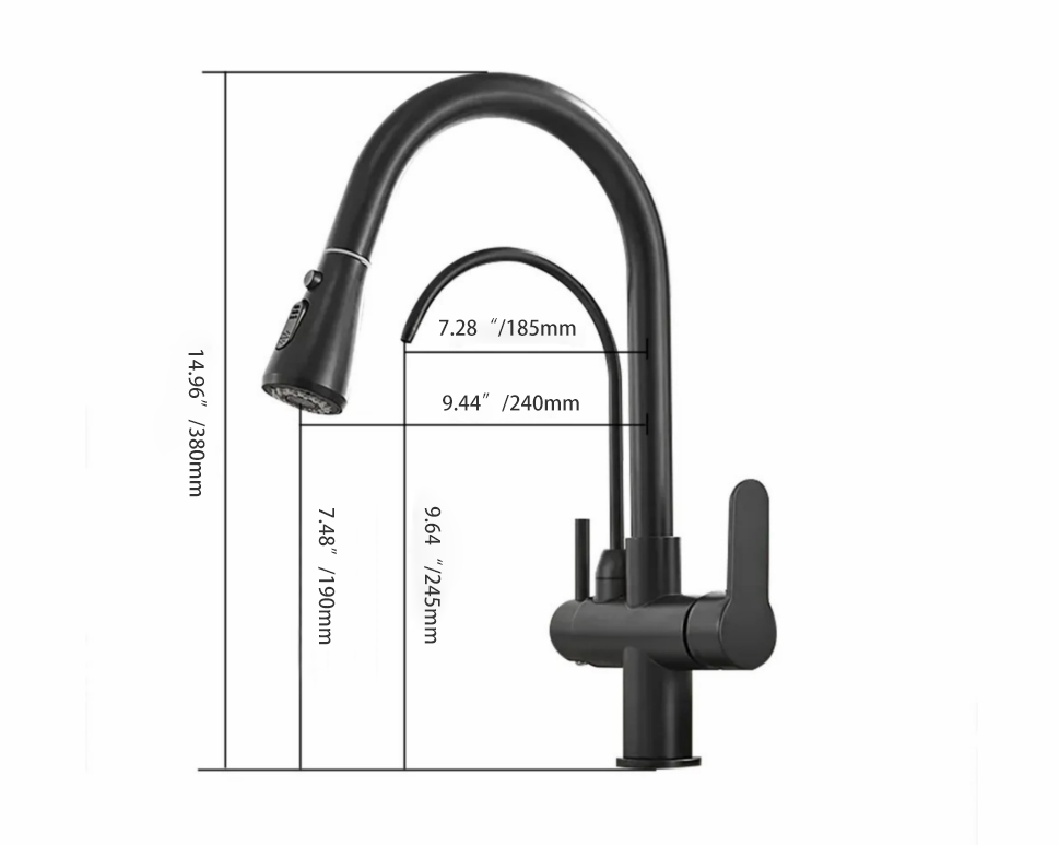Polished Chrome Pull-Out Kitchen Faucet with Filter – Solid Brass Tap