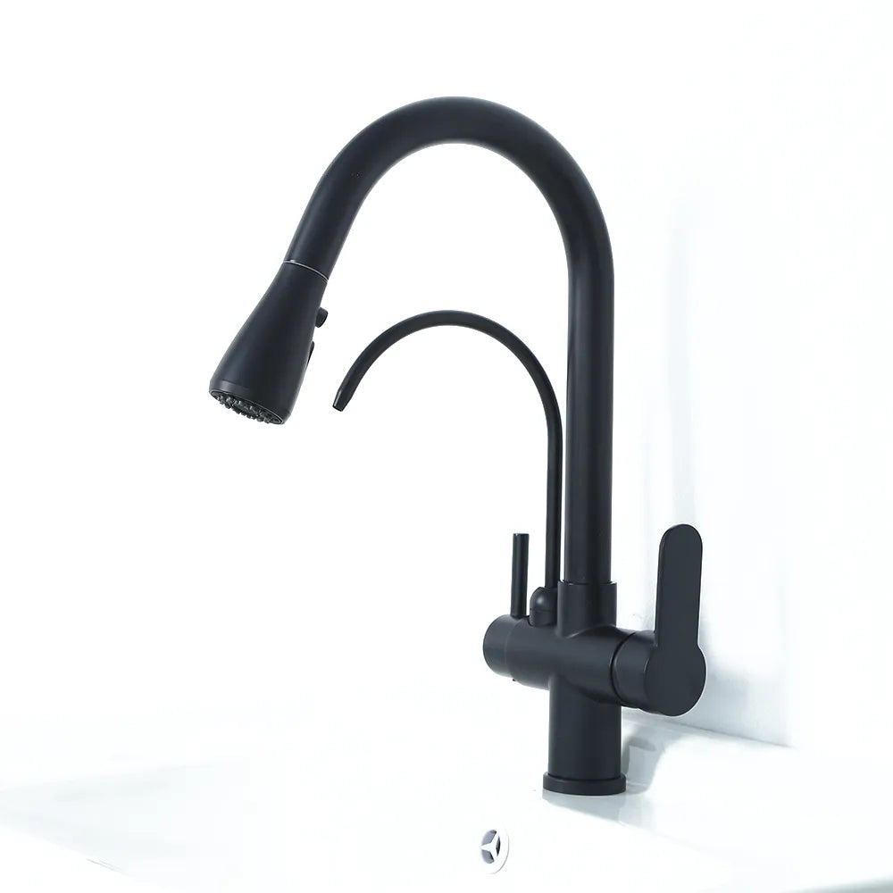 Polished Chrome Pull-Out Kitchen Faucet with Filter – Solid Brass Tap