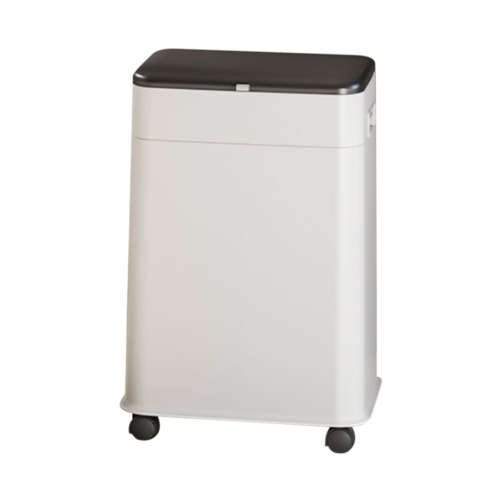 White Rolling Kitchen Trash Can with Liftable Lid – Covered Garbage Bin