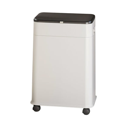 White Rolling Kitchen Trash Can with Liftable Lid – Covered Garbage Bin