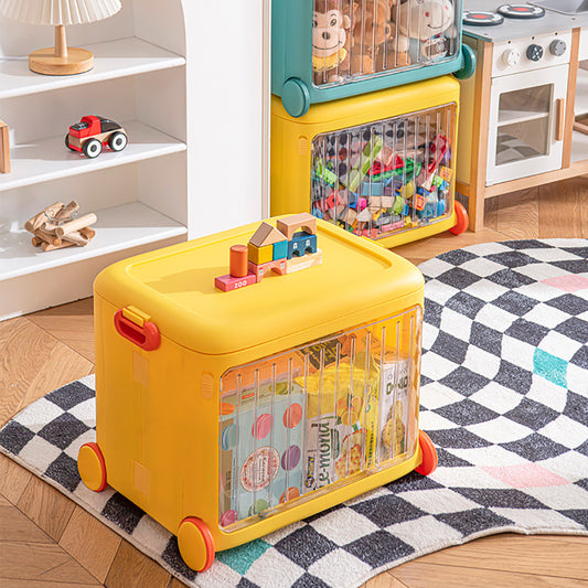 Yellow Kids Toy Organizer Cart – Collapsible Storage Bin with Wheels