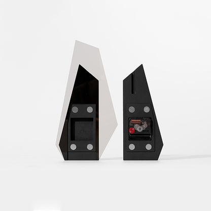 Modern Black Wood Geometric Mantel Clock – Tabletop Abstract Timepiece