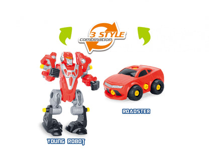 Dusky Shark 3-in-1 Take-A-Part Robot Toy Playset - Build, Transform, and Play (Red)