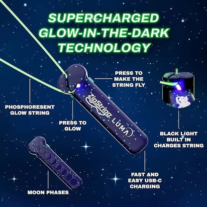 ZipString Luma Glow-in-the-Dark Flying Toy with LED Lights for Endless Tricks