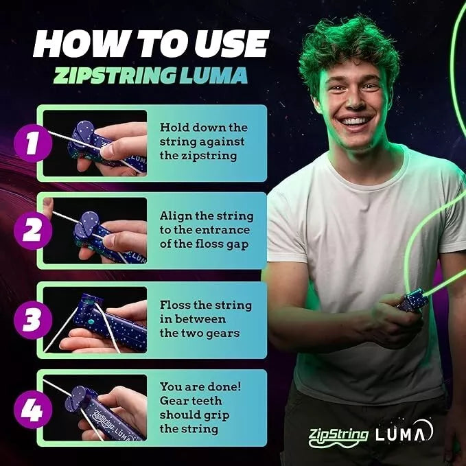 ZipString Luma Glow-in-the-Dark Flying Toy with LED Lights for Endless Tricks
