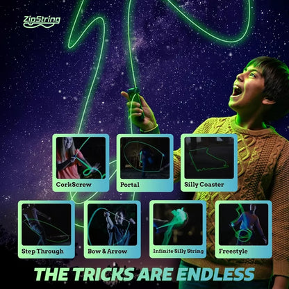 ZipString Luma Glow-in-the-Dark Flying Toy with LED Lights for Endless Tricks